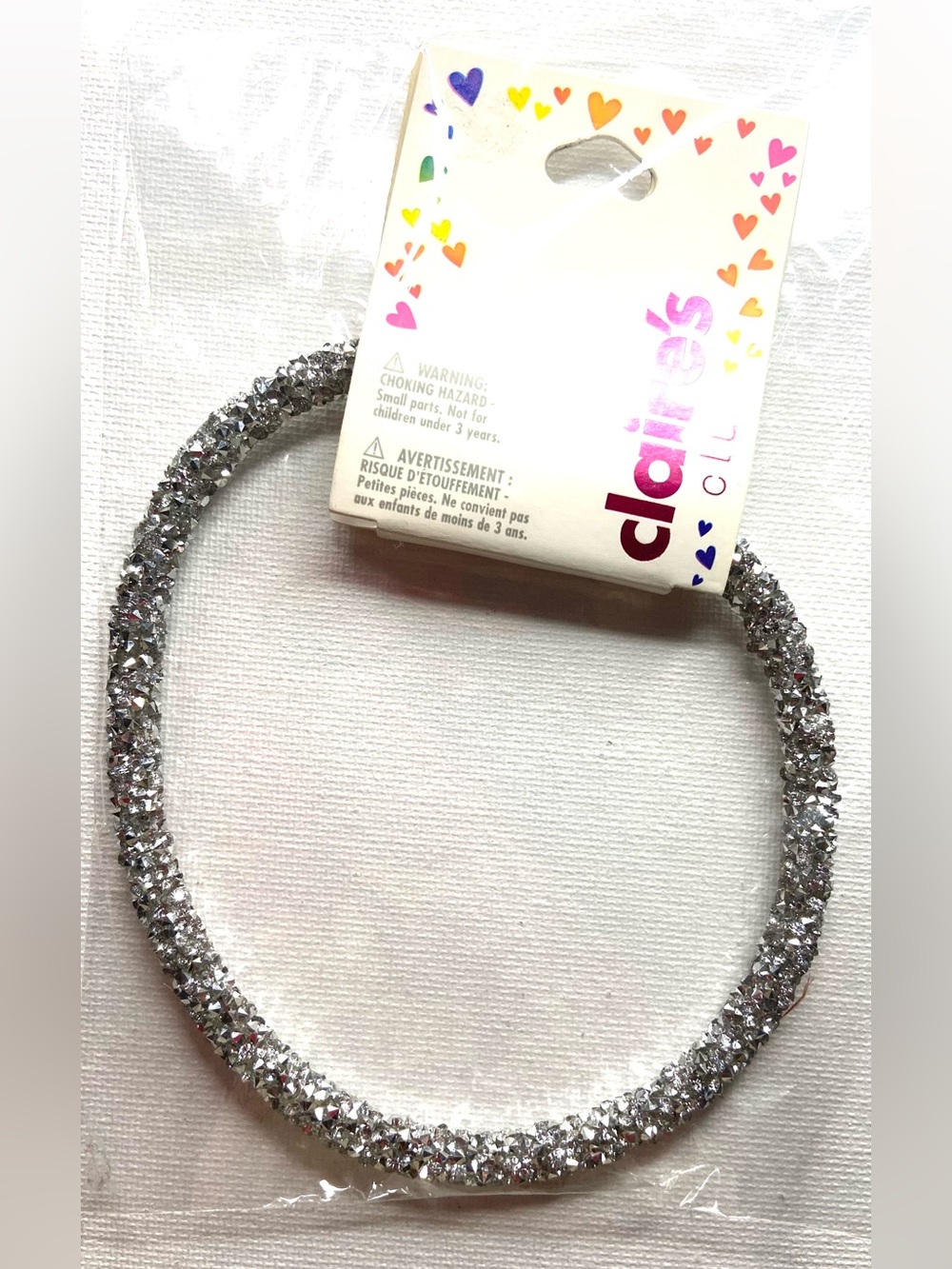 Claire's Silver Glitter Stretch Hair Tie